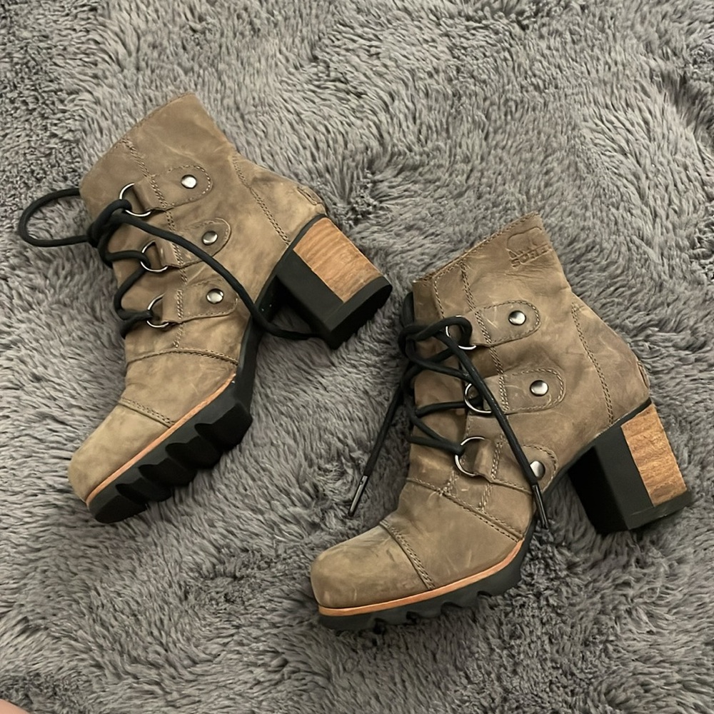 Sorel Brown Nubuck Heeled Bootie